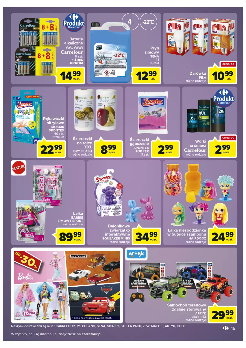 Gazetka promocyjna Carrefour - Gazetka Market - ważna 25.01 do 05.02.2022 - strona 15 - produkty: Barbie, Baterie alkaliczne, Gra, Lalka, Mattel, Por, Samochód, Sport, Szampon