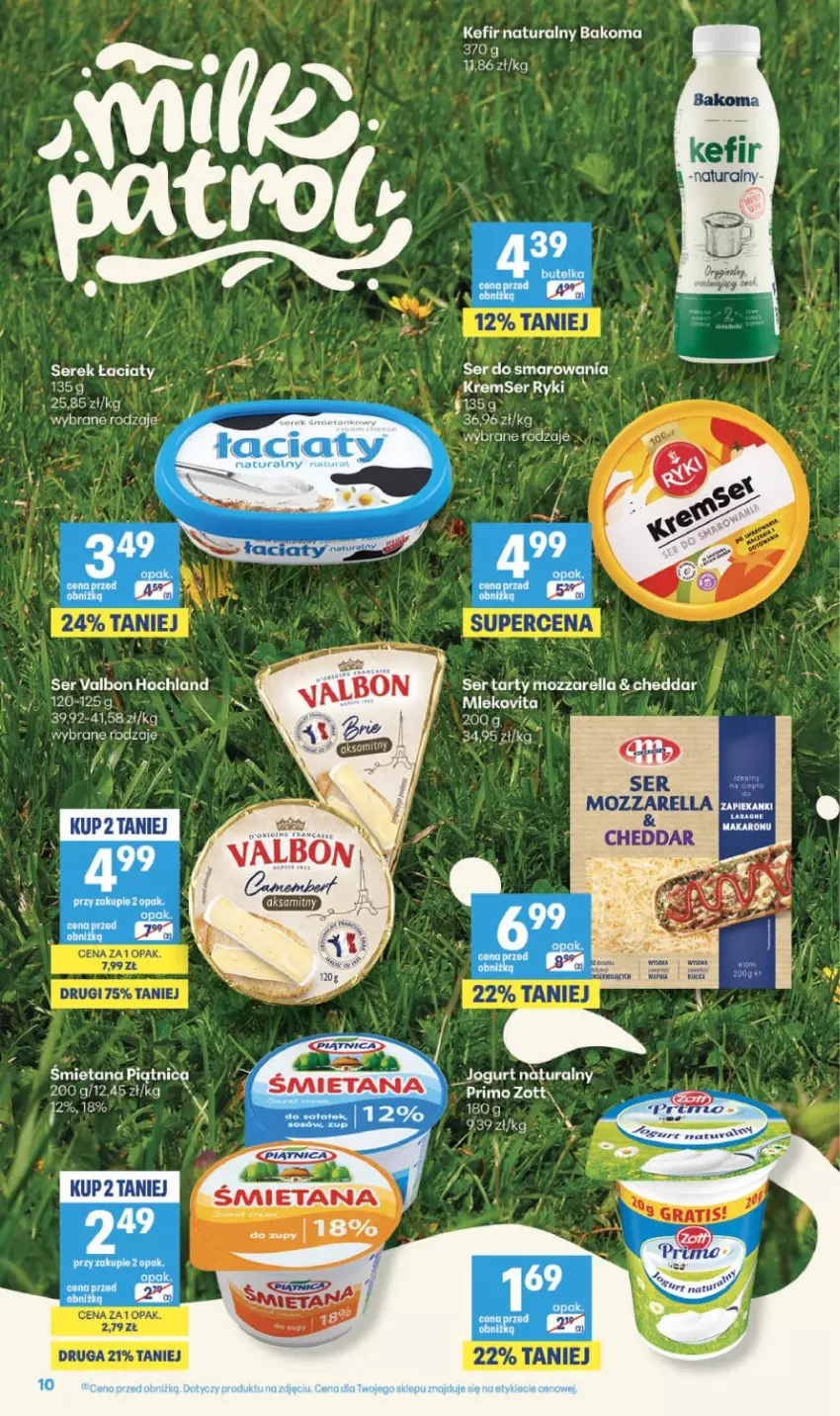Gazetka promocyjna Delikatesy Centrum - Franczyza DC31 Czwartek - ważna 30.07 do 05.08.2026 - strona 10 - produkty: Bakoma, Cheddar, Fa, Gra, Hochland, Kefir, Makaron, Mleko, Mlekovita, Mozzarella, Pajac, Ser, Serek, Stek