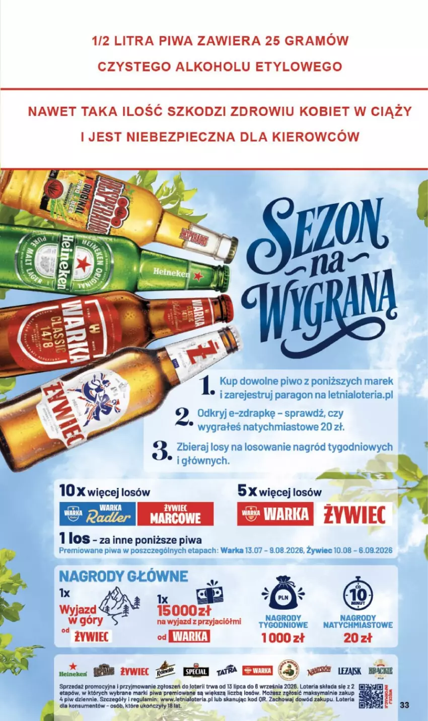 Gazetka promocyjna Delikatesy Centrum - Franczyza DC31 Czwartek - ważna 30.07 do 05.08.2026 - strona 33 - produkty: Gra, Piec, Piwa, Piwo, Warka