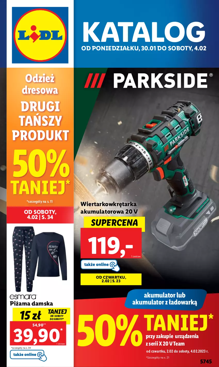 Gazetka promocyjna Lidl - GAZETKA - ważna 30.01 do 04.02.2023 - strona 1 - produkty: Akumulator, Dres, Piżama, Ser, Tarka, Wiertarkowkrętarka, Wkręt, Wkrętarka