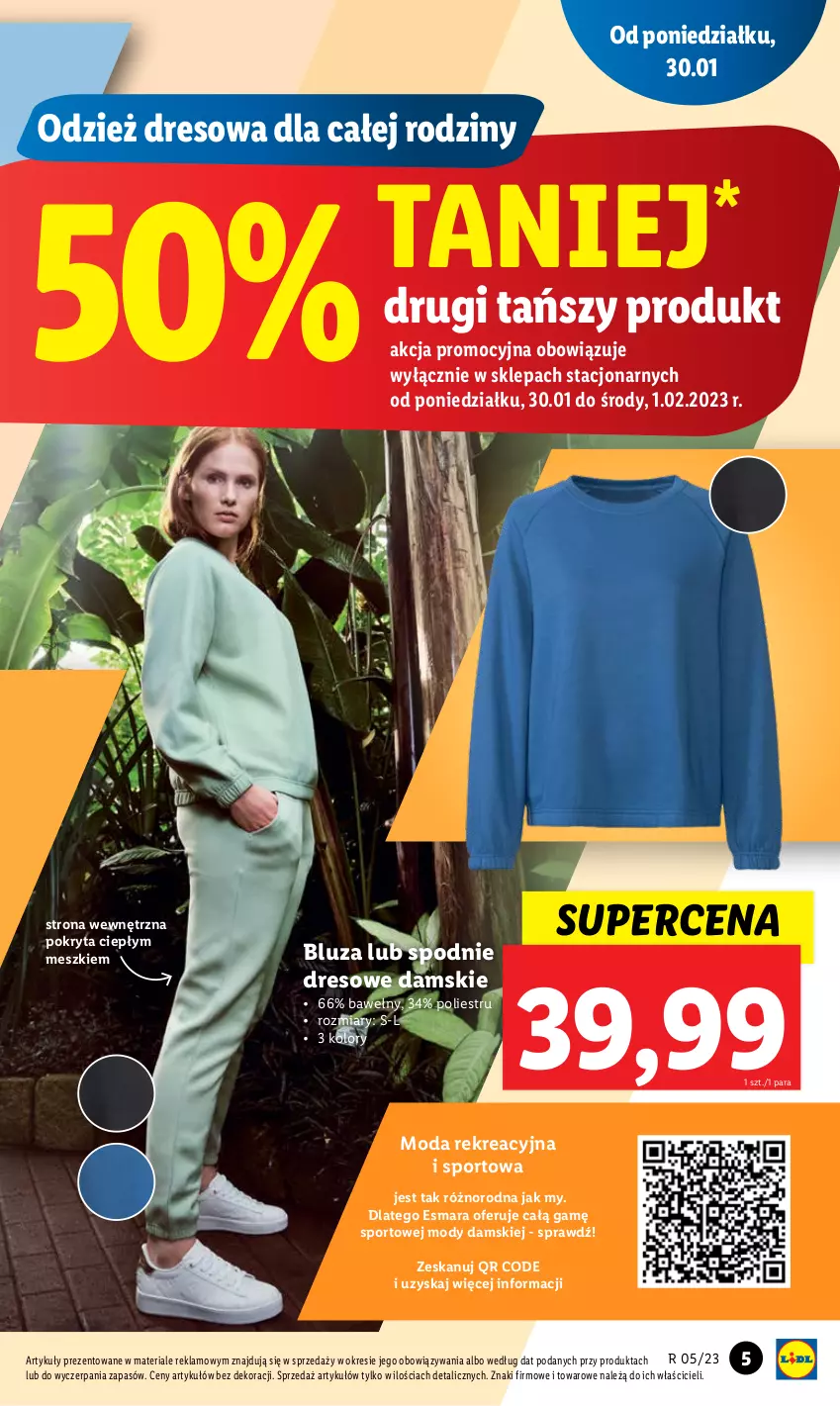 Gazetka promocyjna Lidl - GAZETKA - ważna 30.01 do 04.02.2023 - strona 5 - produkty: Bluza, Dres, Moda, Por, Spodnie, Spodnie dresowe, Sport