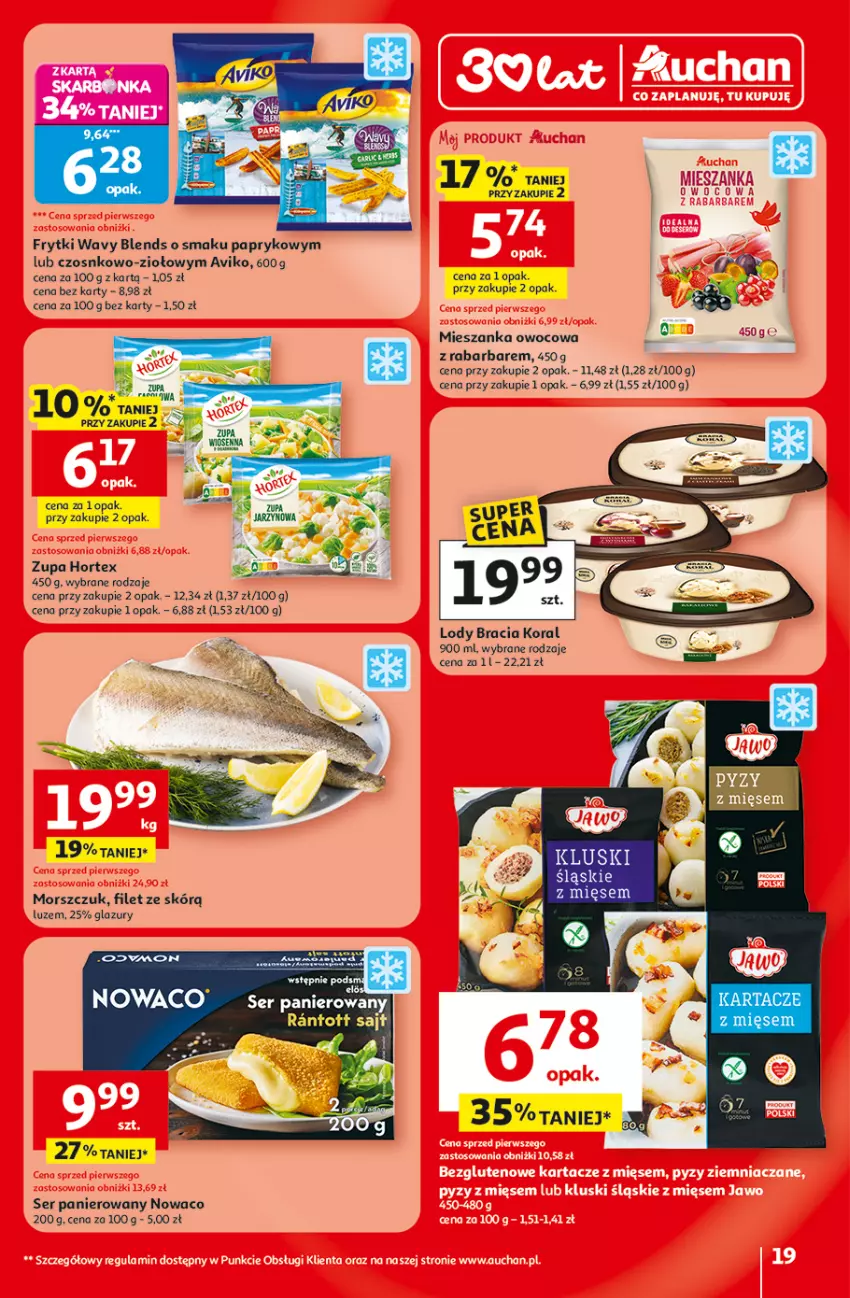 Gazetka promocyjna Auchan - Gazetka 30 Lat Hipermarket Auchan - ważna 19.02 do 25.02.2026 - strona 19 - produkty: Frytki, Hortex, Lazur, Lody, Oral B, Ser, Zupa