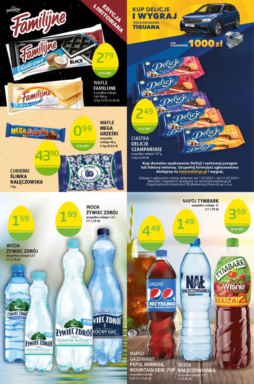 Gazetka promocyjna ABC - Gazetka - ważna 01.04 do 14.04.2022 - strona 6 - produkty: 7up, Ciastka, Cukier, Cukierki, Delicje, Fa, Gra, Grześki, Mirinda, Napój, Pepsi, Tymbark, Wafle, Woda