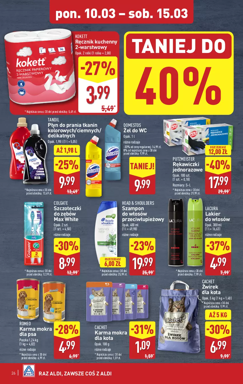 Gazetka promocyjna Aldi - Pełna oferta - ważna 10.03 do 15.03.2025 - strona 26 - produkty: Colgate, Domestos, Lakier, Lakier do włosów, LG, Płyn do prania, Putzmeister, Ręcznik, Ręcznik kuchenny, Rolki, Szampon