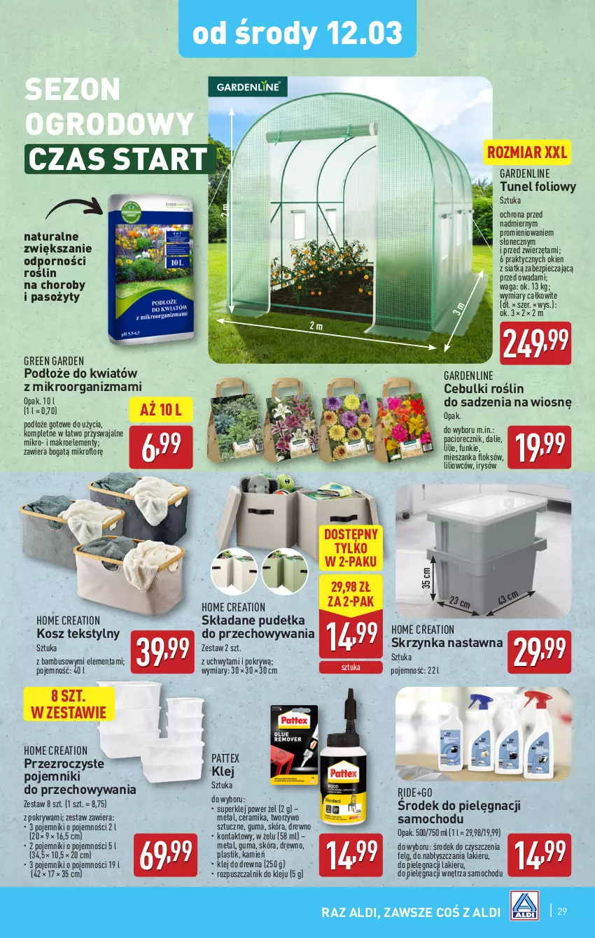 Gazetka promocyjna Aldi - Pełna oferta - ważna 10.03 do 15.03.2025 - strona 29 - produkty: Klej, Kosz, Lakier, LG, Piec, Pojemnik, Pokrywa, Por, Tunel, Waga, Zwierzęta