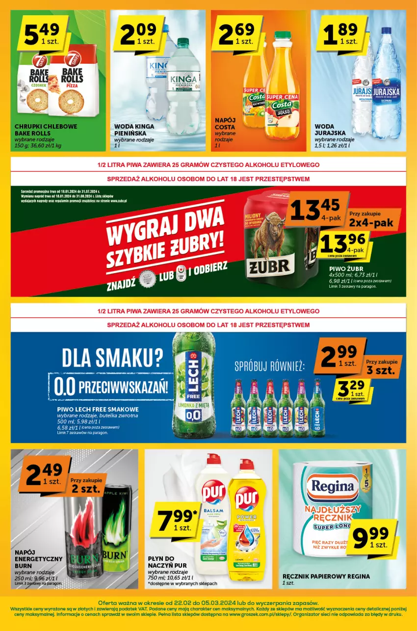 Gazetka promocyjna ABC - ważna 22.02 do 05.03.2024 - strona 4 - produkty: Gin, Groszek, Napój, Papier, Piwo, Pur, Ręcznik, Woda