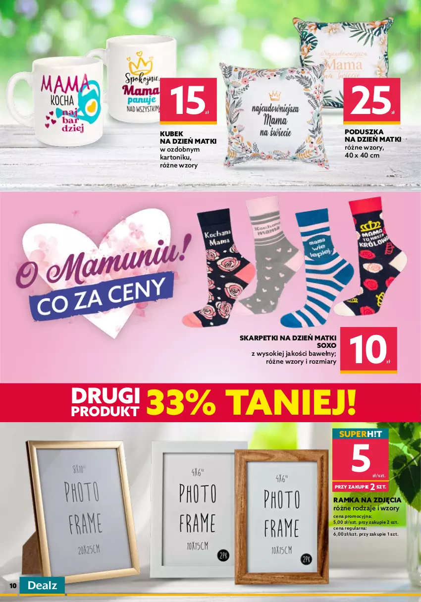 Gazetka promocyjna Dealz - NOWA GAZETKARaz Dwa Trzy Superceny! - ważna 18.05 do 01.06.2022 - strona 10 - produkty: Karp, Kubek, Poduszka, Ramka, Skarpetki, Sok, Tonik