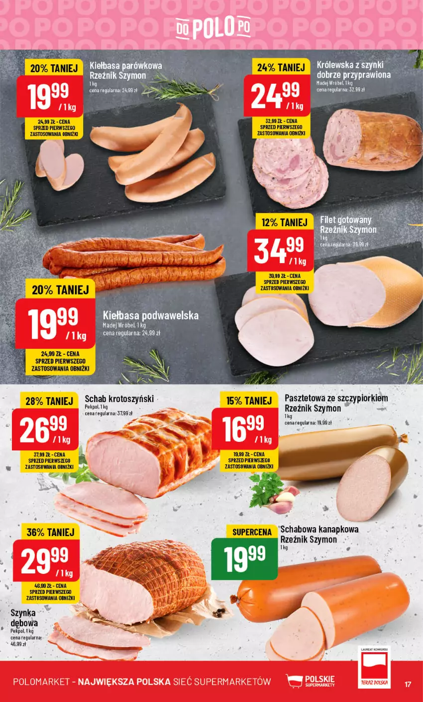 Gazetka promocyjna PoloMarket - Gazetka pomocyjna - ważna 16.08 do 22.08.2023 - strona 17 - produkty: Fa, Kiełbasa, Kiełbasa podwawelska, Laur, Madej Wróbel, Pasztet, Pekpol, Schab krotoszyński, Szynka, Wawel