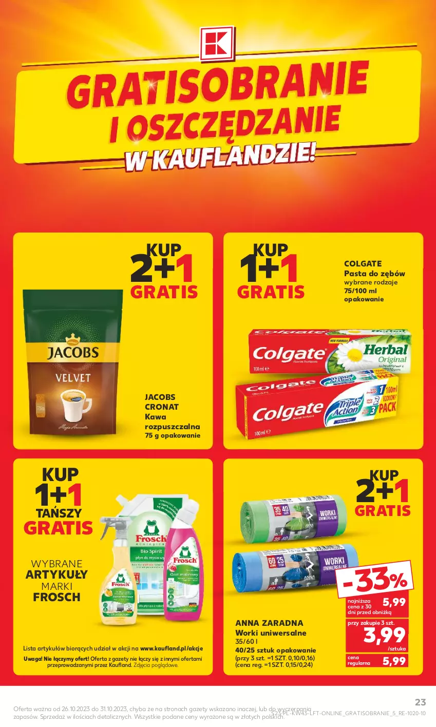 Gazetka promocyjna Kaufland - Gazetka tygodnia - ważna 26.10 do 31.10.2023 - strona 23 - produkty: Colgate, Frosch, Gra, Jacobs, Kawa, Kawa rozpuszczalna, LG, Pasta do zębów, Waga