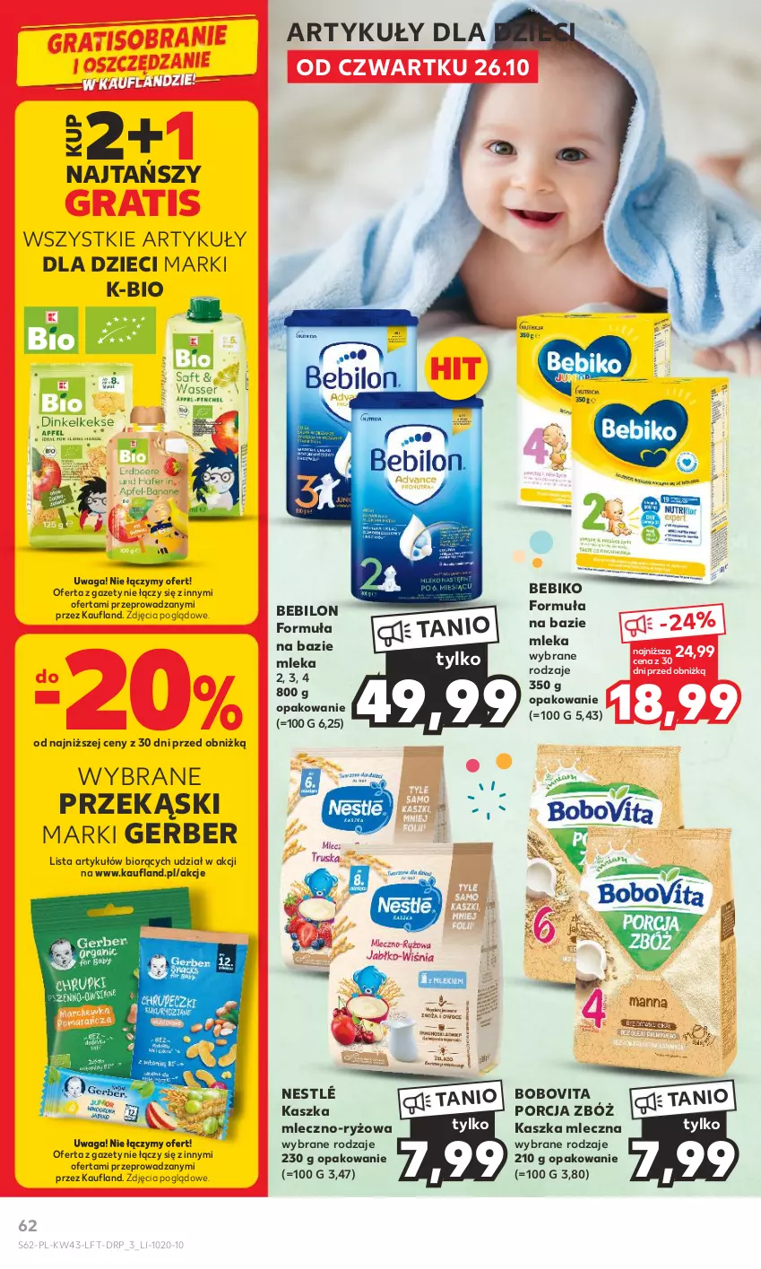 Gazetka promocyjna Kaufland - Gazetka tygodnia - ważna 26.10 do 31.10.2023 - strona 62 - produkty: Bebiko, BEBILON, BoboVita, Dzieci, Gerber, Gra, Nestlé, Por, Ryż, Waga