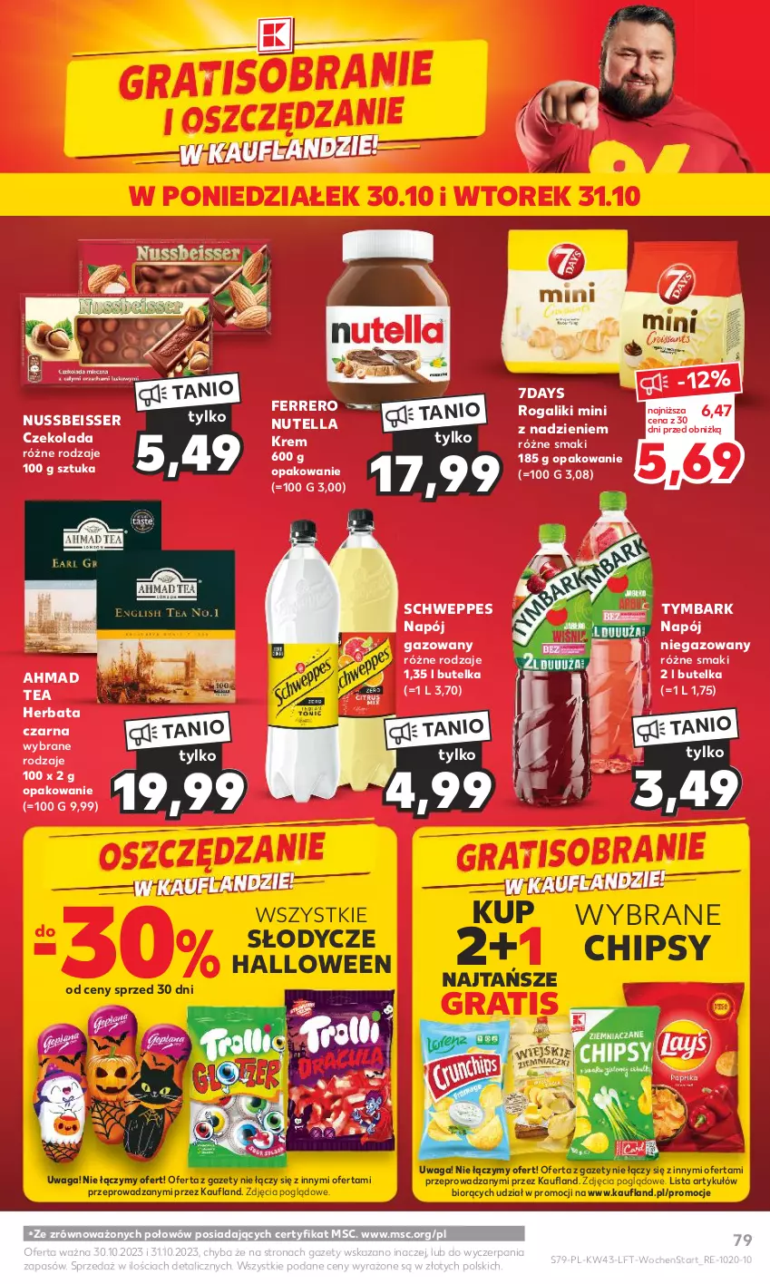 Gazetka promocyjna Kaufland - Gazetka tygodnia - ważna 26.10 do 31.10.2023 - strona 79 - produkty: Chipsy, Czekolada, Ferrero, Gra, Herbata, Herbata czarna, Napój, Napój gazowany, Napój niegazowany, Nutella, Rogal, Schweppes, Ser, Tymbark, Waga