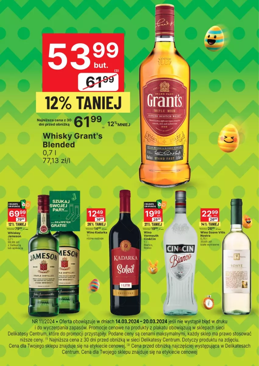 Gazetka promocyjna Delikatesy Centrum - Folder alkoholowy DC11 - ważna 14.03 do 20.03.2024 - strona 2 - produkty: Gra, Grant's, Jameson, Rum, Vermouth, Whiskey, Whisky, Wino