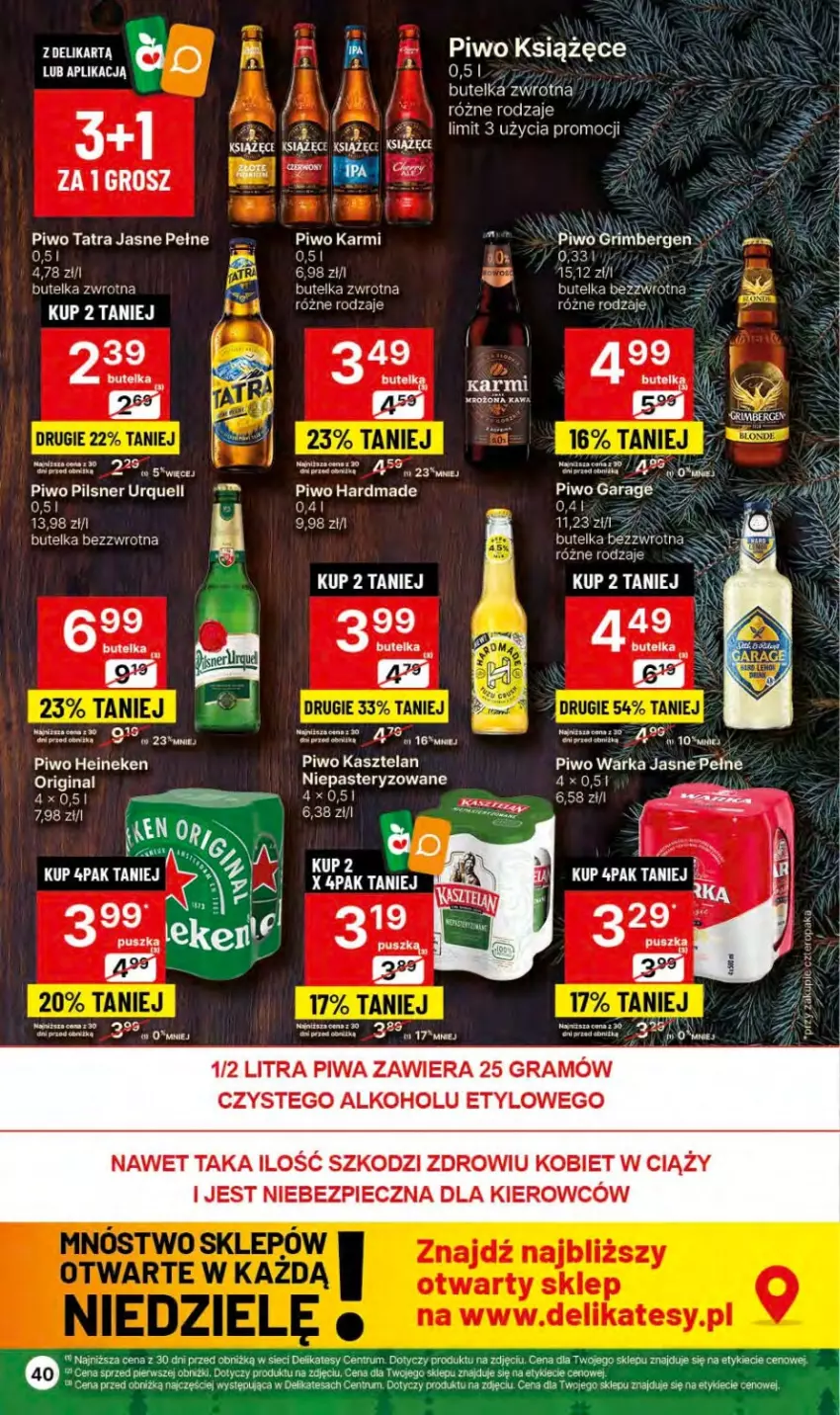 Gazetka promocyjna Delikatesy Centrum - Dyskontowe ceny w Delikatesach Centrum - ważna 14.12 do 26.12.2023 - strona 40 - produkty: Dada, Fa, Gin, Gra, Heineken, Karmi, Kasztelan, Kawa, Książęce, Piec, Piwa, Piwo, Rum, Tatra, Warka