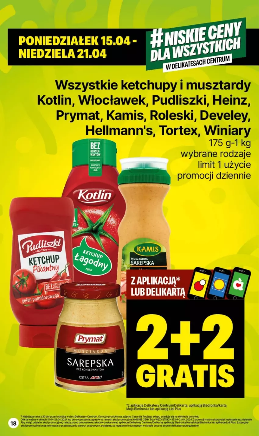 Gazetka promocyjna Delikatesy Centrum - NOWA GAZETKA Delikatesy Centrum od 15 kwietnia! 15-21.04.2024 - ważna 15.04 do 21.04.2024 - strona 18 - produkty: Dron, Heinz, Kamis, Ketchup, Kotlin, Mus, Orka, Prymat, Pudliszki, Rama, Rum, Winiary