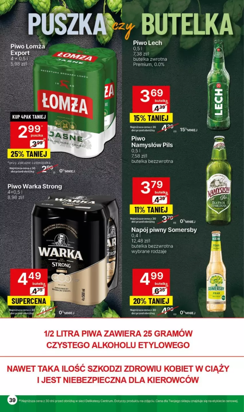 Gazetka promocyjna Delikatesy Centrum - NOWA GAZETKA Delikatesy Centrum od 15 kwietnia! 15-21.04.2024 - ważna 15.04 do 21.04.2024 - strona 39 - produkty: Gra, K2, Namysłów, Napój, Piec, Piwa, Piwo, Somersby, Warka