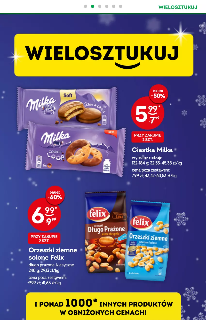 Gazetka promocyjna Żabka - ważna 22.12.2021 do 04.01.2022 - strona 13 - produkty: Ciastka, Felix, Milka, Orzeszki, Orzeszki ziemne