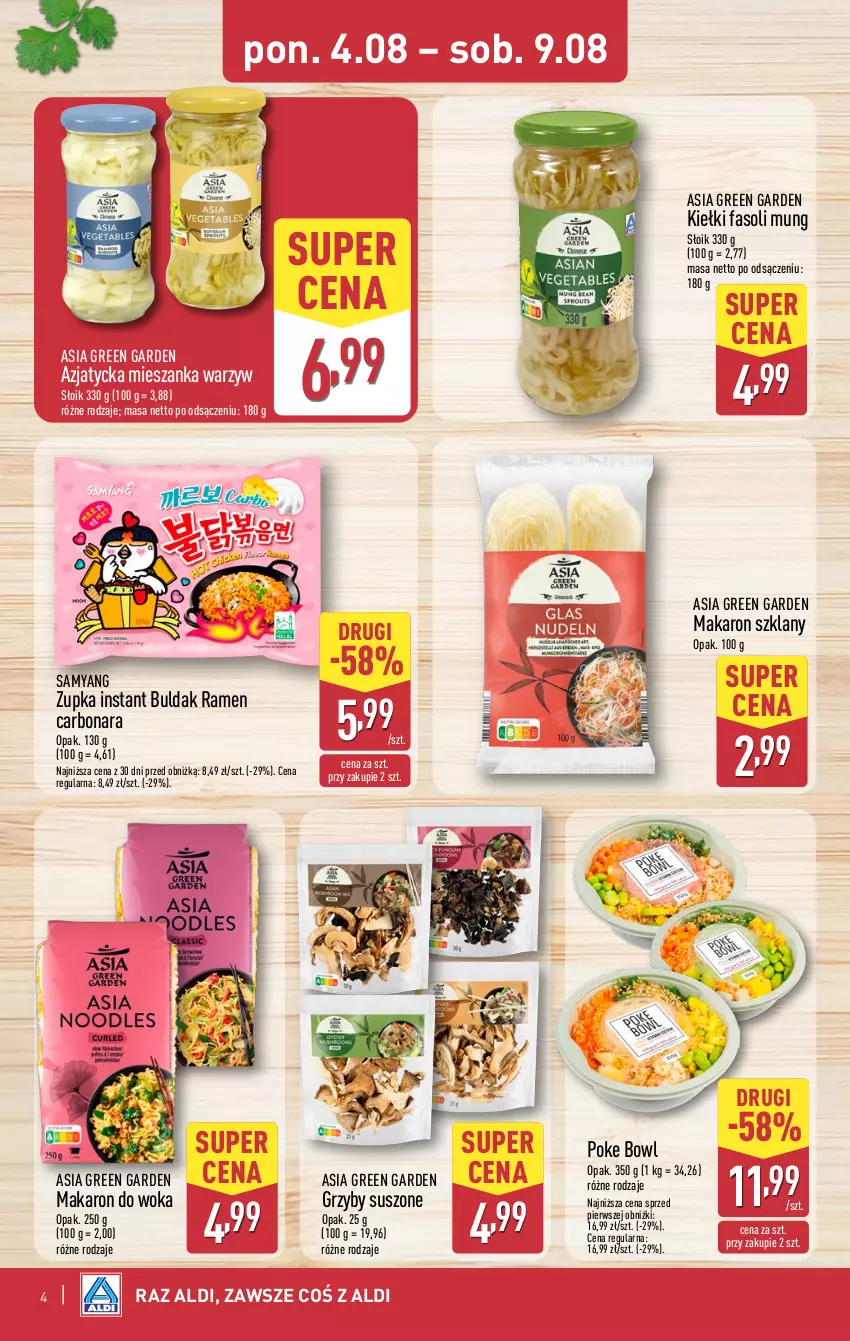 Gazetka promocyjna Aldi - Tydzień Azjatycki - ważna 04.08 do 09.08.2025 - strona 4 - produkty: Fa, Fasoli mung, Grzyby, Kiełki, Makaron, Mieszanka warzyw