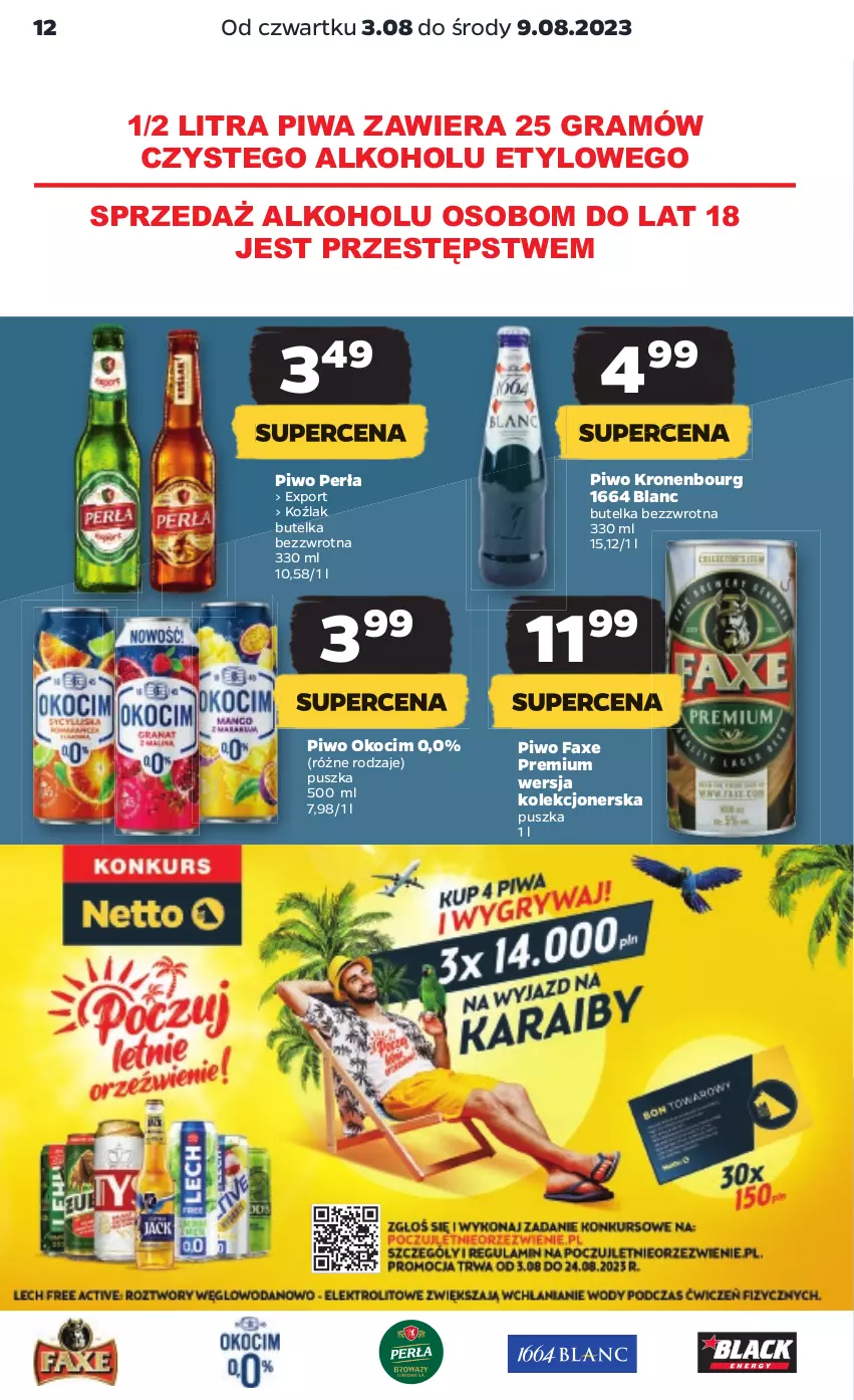 Gazetka promocyjna Netto - Artykuły spożywcze - ważna 03.08 do 09.08.2023 - strona 12 - produkty: Fa, Gra, Koc, Okocim, Perła, Piwa, Piwo, Por