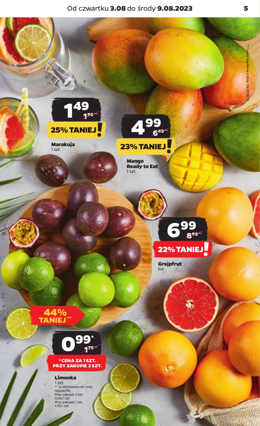 Gazetka promocyjna Netto - Artykuły spożywcze - ważna 03.08 do 09.08.2023 - strona 5 - produkty: Grejpfrut, Limonka, Mango