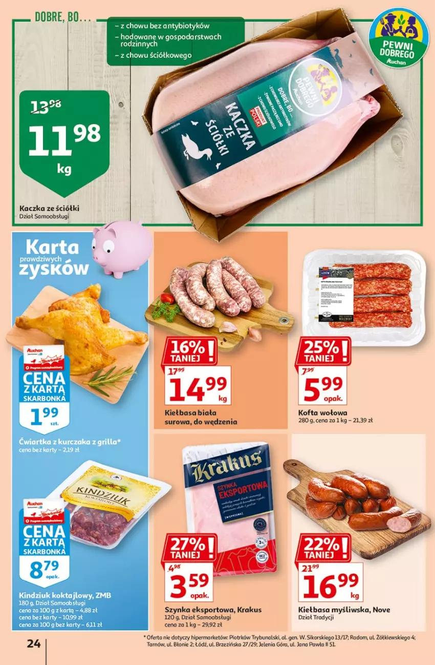 Gazetka promocyjna Auchan - Piękno z natury Hipermarkety - ważna 26.02 do 03.03.2021 - strona 24 - produkty: Gala, Kaczka, Kiełbasa, Kiełbasa biała, Krakus, Por, Sport, Szynka