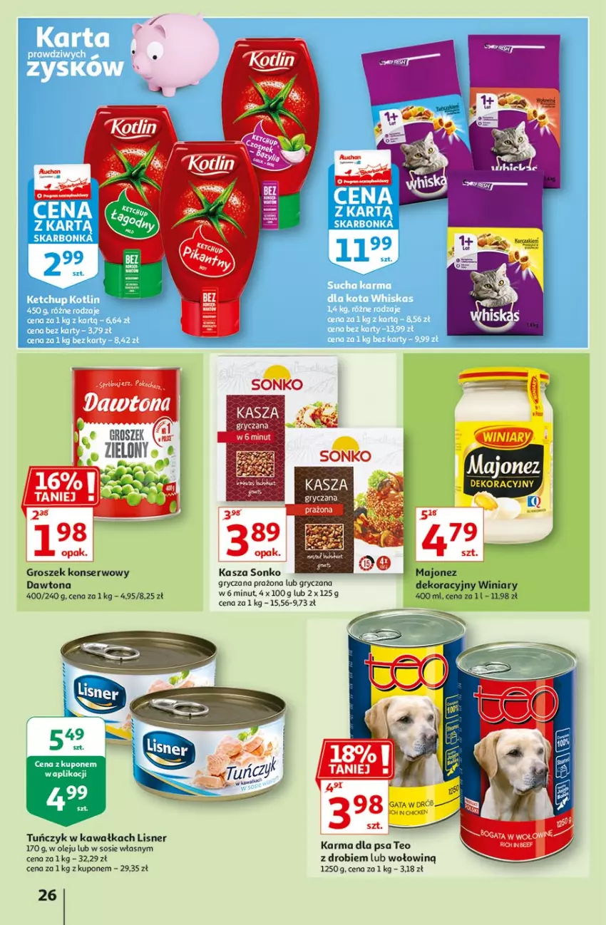 Gazetka promocyjna Auchan - Piękno z natury Hipermarkety - ważna 26.02 do 03.03.2021 - strona 26 - produkty: Dawtona, Groszek, Gry, Kasza, Kasza gryczana, Kawa, Kurczak, Lisner, Majonez, Olej, Ser, Sonko, Sos, Tuńczyk, Winiary