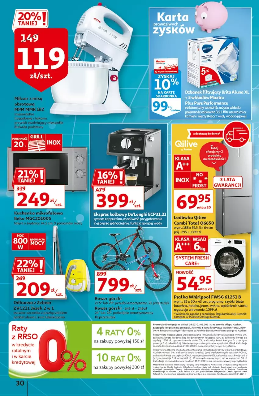 Gazetka promocyjna Auchan - Piękno z natury Hipermarkety - ważna 26.02 do 03.03.2021 - strona 30 - produkty: Beko, Dywan, Fa, Kuchenka mikrofalowa, Mikser, Mikser z misą, Rower, Rura, Ser, Szczotka, Teleskop