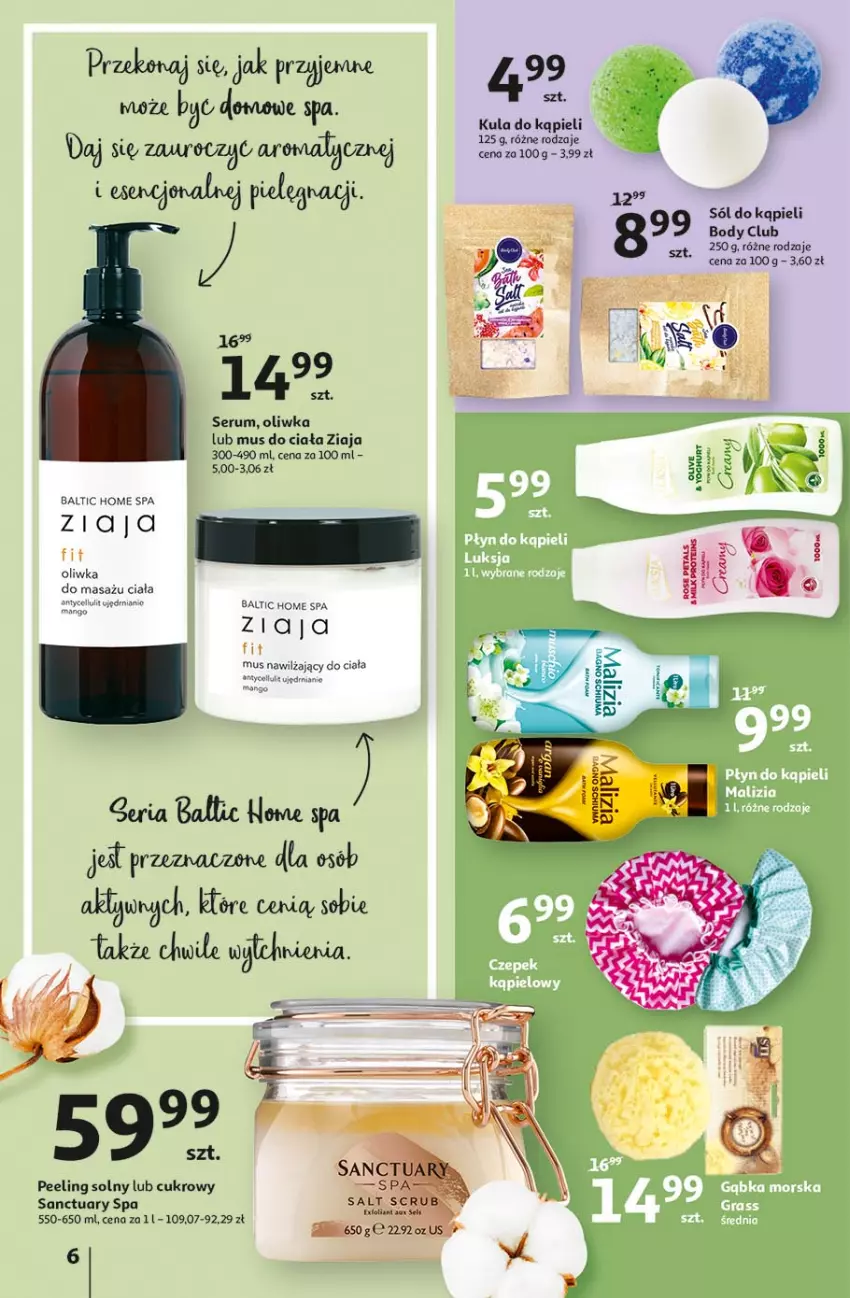 Gazetka promocyjna Auchan - Piękno z natury Hipermarkety - ważna 26.02 do 03.03.2021 - strona 6 - produkty: Body, Kula do kąpieli, Mus, Peeling, Rum, Sanctuary Spa, Ser, Serum, Sól, Sól do kąpieli, Ziaja