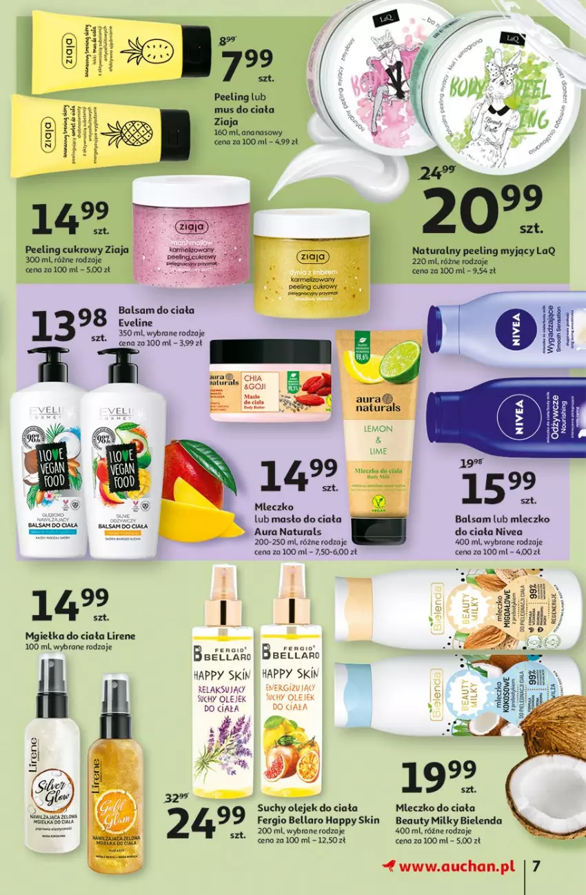 Gazetka promocyjna Auchan - Piękno z natury Hipermarkety - ważna 26.02 do 03.03.2021 - strona 7 - produkty: Ananas, Balsam do ciała, Bell, Bella, Bielenda, Eveline, Lirene, Masło, Masło do ciała, Mleczko, Mleczko do ciała, Mus, Nivea, Olej, Olejek do ciała, Peeling, Ziaja