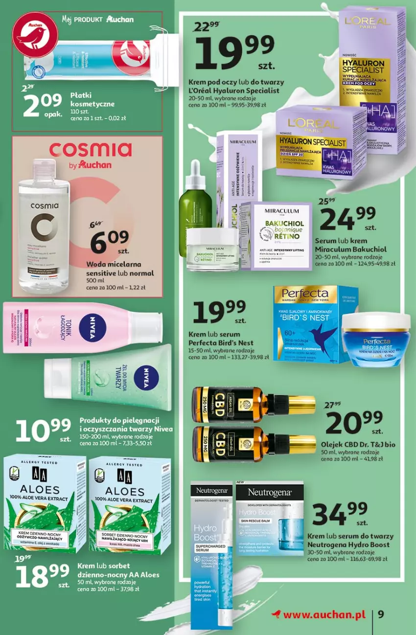 Gazetka promocyjna Auchan - Piękno z natury Hipermarkety - ważna 26.02 do 03.03.2021 - strona 9 - produkty: Aloe vera, Krem pod oczy, Masło, Neutrogena, Nivea, Olej, Perfecta, Rum, Ser, Serum, Woda, Woda micelarna