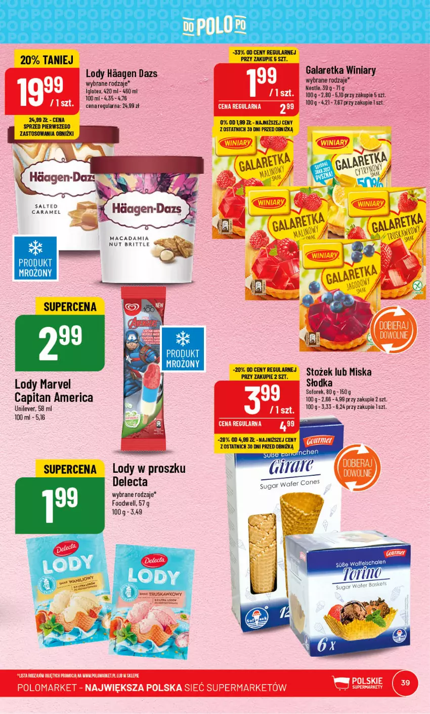 Gazetka promocyjna PoloMarket - Gazetka pomocyjna - ważna 21.06 do 27.06.2023 - strona 39 - produkty: Brit, Delecta, Gala, Galaretka, Lody, Miska, Winiary