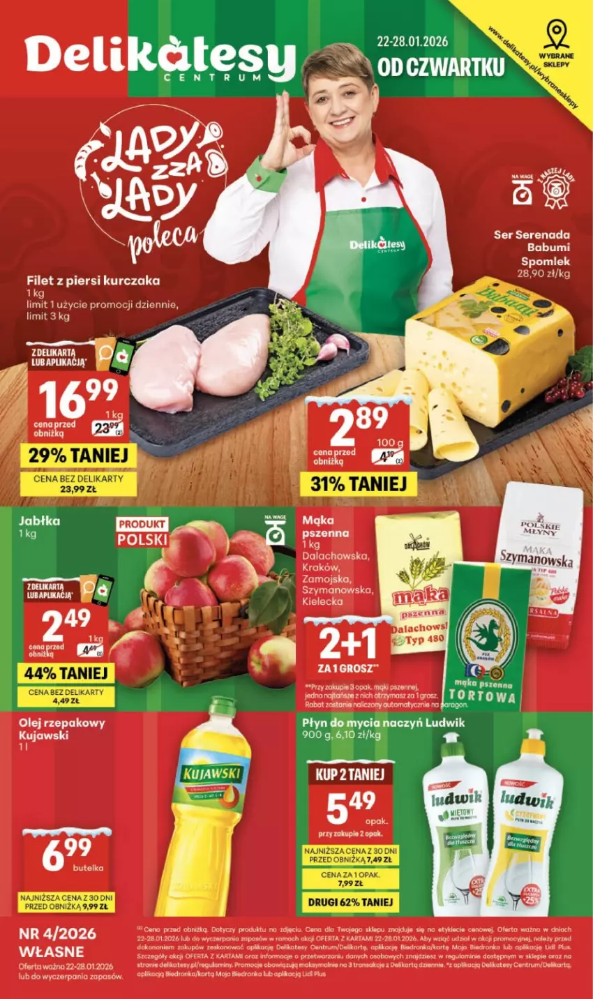 Gazetka promocyjna Delikatesy Centrum - Franczyza DC05 Czwartek - ważna 29.01 do 04.02.2026 - strona 1 - produkty: Do mycia naczyń, Dron, Fa, Filet z piersi kurczaka, Koc, Kujawski, Kurczak, LG, Ludwik, Mąka, Olej, Olej rzepakowy, Płyn do mycia, Płyn do mycia naczyń, Rum, Ser, Tran