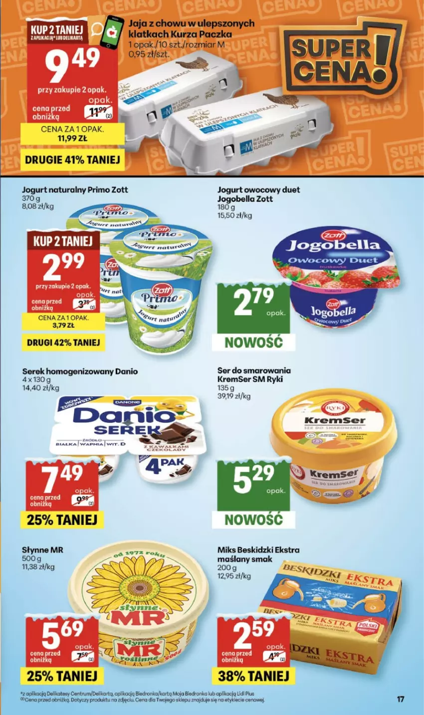 Gazetka promocyjna Delikatesy Centrum - Franczyza DC05 Czwartek - ważna 29.01 do 04.02.2026 - strona 17 - produkty: Bell, Bella, Beskidzki, Danio, Jaja, Jogobella, Jogurt, Jogurt naturalny, Jogurt owocowy, LG, Por, Ser, Serek, Serek homogenizowany, Słynne, Zott