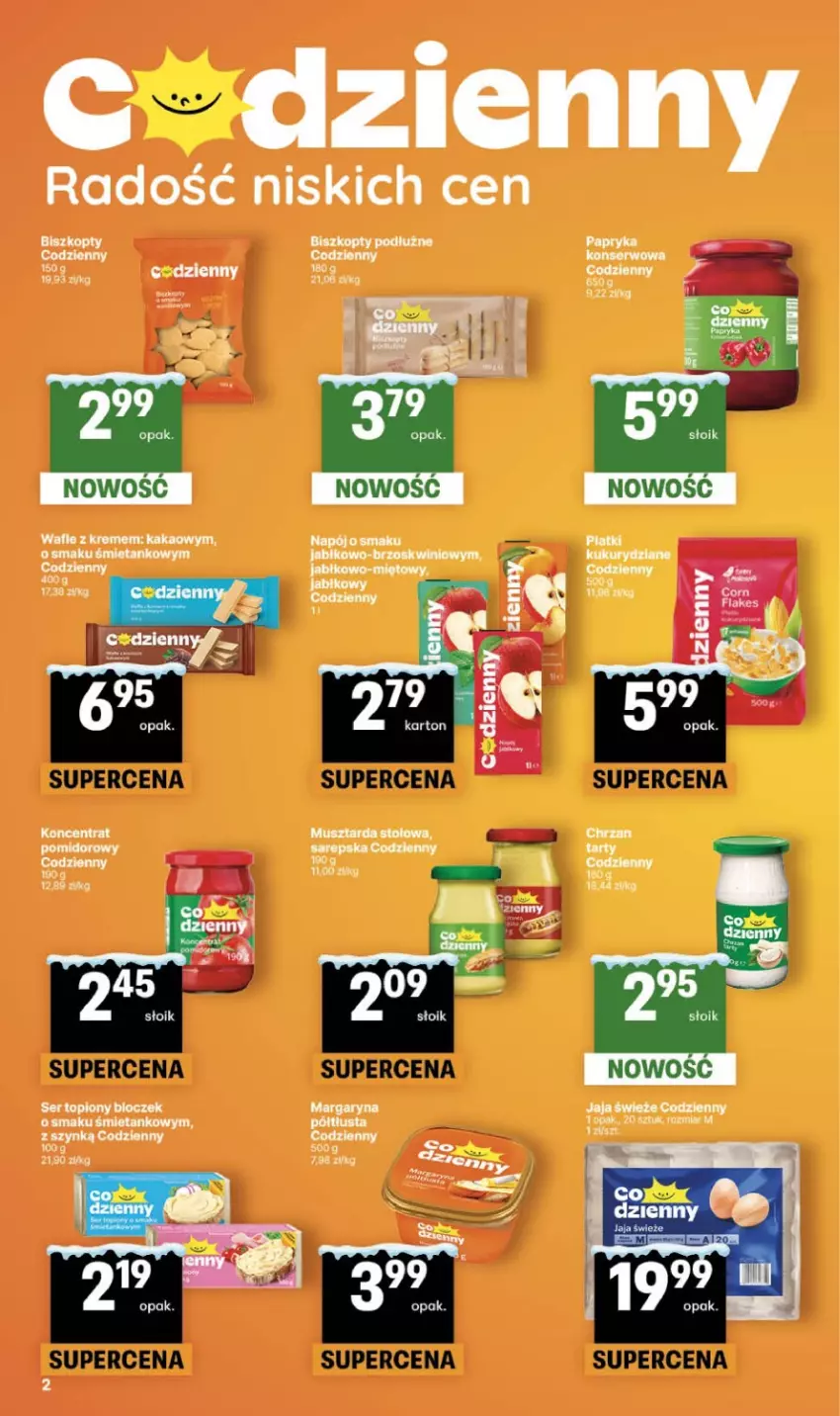 Gazetka promocyjna Delikatesy Centrum - Franczyza DC05 Czwartek - ważna 29.01 do 04.02.2026 - strona 2 - produkty: Biszkopty, Jaja, Kakao, Margaryna, Mus, Musztarda, Ser, Ser topiony, Top, Wafle