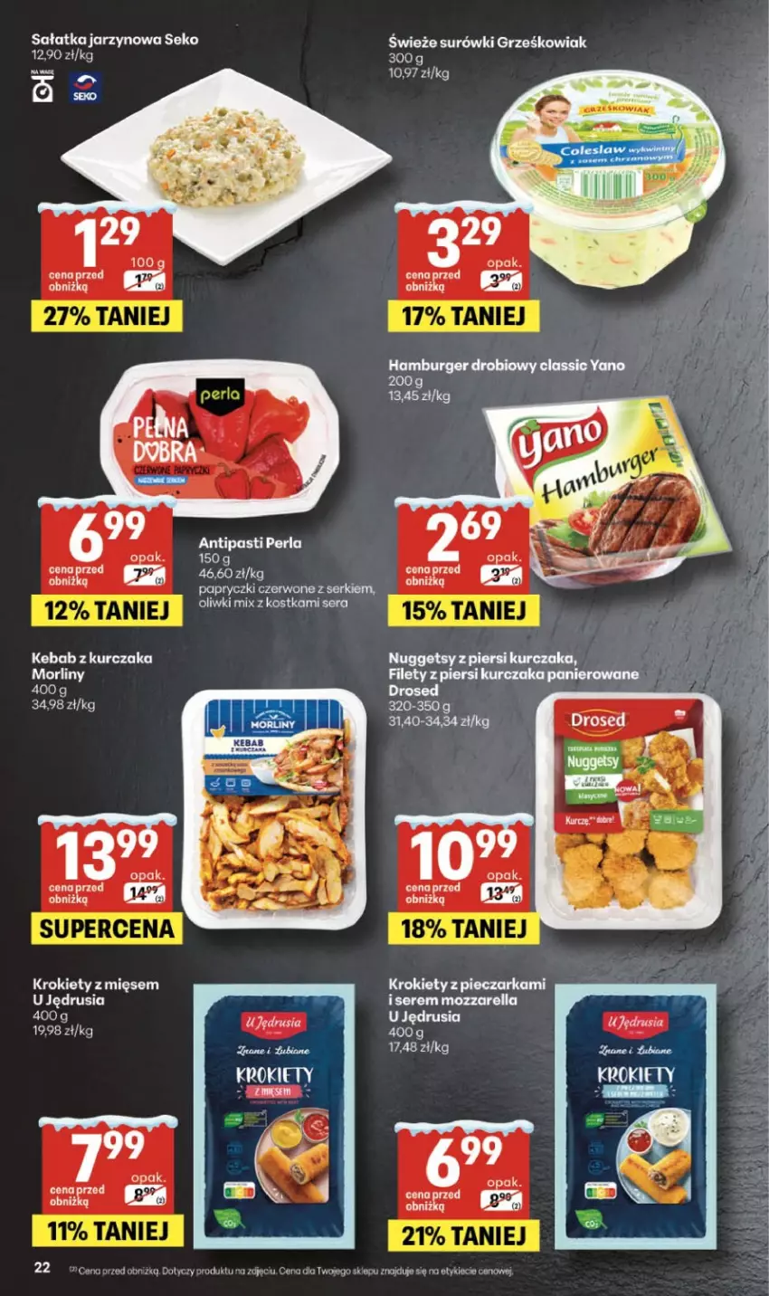 Gazetka promocyjna Delikatesy Centrum - Franczyza DC05 Czwartek - ważna 29.01 do 04.02.2026 - strona 22 - produkty: Burger, Hamburger, Kebab, Kebab z kurczaka, Krokiety, Kurczak, Oliwki, Piec, Pieczarka, Sałat, Sałatka, SEKO, Ser