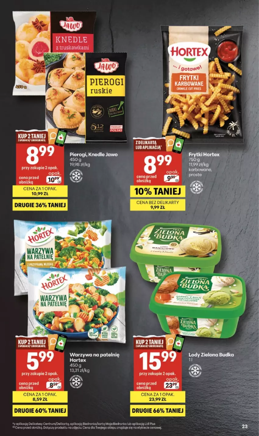 Gazetka promocyjna Delikatesy Centrum - Franczyza DC05 Czwartek - ważna 29.01 do 04.02.2026 - strona 23 - produkty: Dron, Hortex, Knedle, Lody, Pierogi, Rum, Zielona Budka