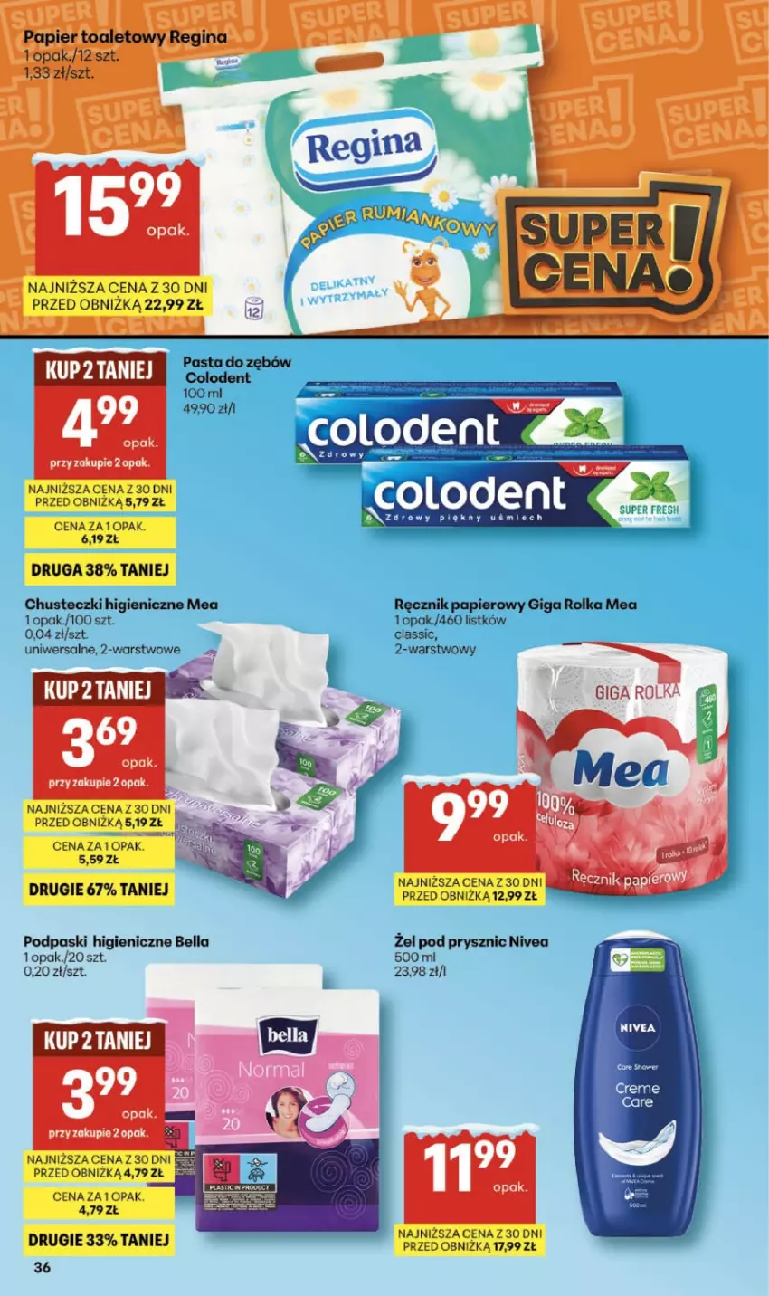 Gazetka promocyjna Delikatesy Centrum - Franczyza DC05 Czwartek - ważna 29.01 do 04.02.2026 - strona 36 - produkty: Bell, Bella, Chusteczki, Nivea, Papier, Podpaski, Ręcznik