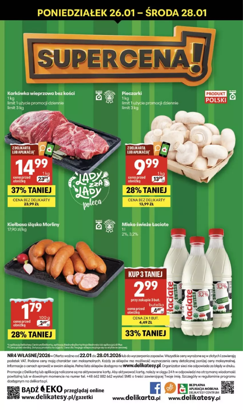 Gazetka promocyjna Delikatesy Centrum - Franczyza DC05 Czwartek - ważna 29.01 do 04.02.2026 - strona 40 - produkty: Dron, Gra, Karkówka wieprzowa, Kiełbasa, Kiełbasa śląska, Koc, Mleko, Mobil, Morliny, Rum
