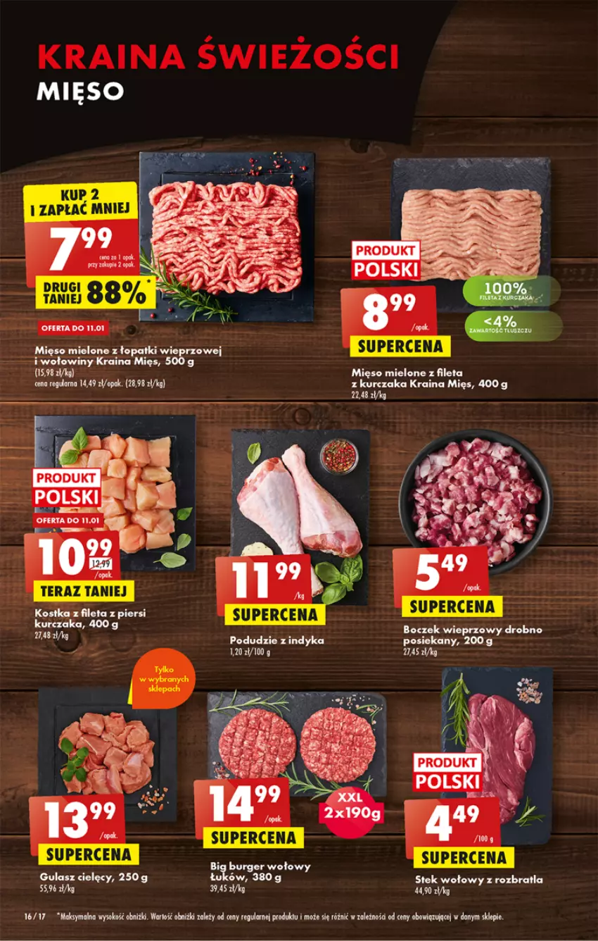 Gazetka promocyjna Biedronka - Gazetka - Biedronka.pl - ważna 09.01 do 14.01.2023 - strona 16 - produkty: Boczek, Boczek wieprzowy, Burger, Kurczak, Mięso, Mięso mielone, Sok, Stek, Stek wołowy, Tera, Top