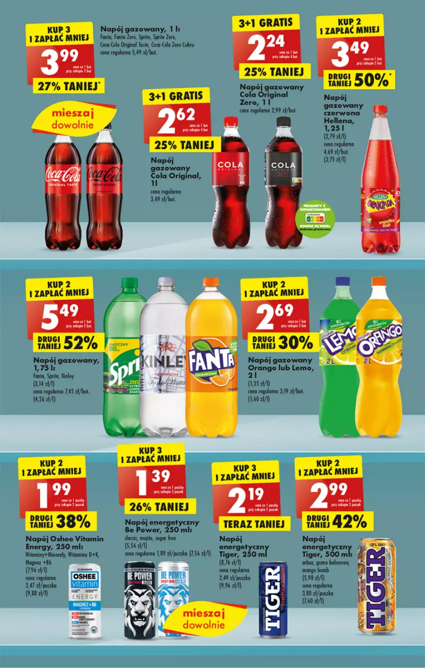 Gazetka promocyjna Biedronka - Gazetka - Biedronka.pl - ważna 09.01 do 14.01.2023 - strona 33 - produkty: Arbuz, Coca-Cola, Fa, Fanta, Gin, Gra, Magnez, Mango, Napój, Napój energetyczny, Napój gazowany, Oshee, Tera, Tiger