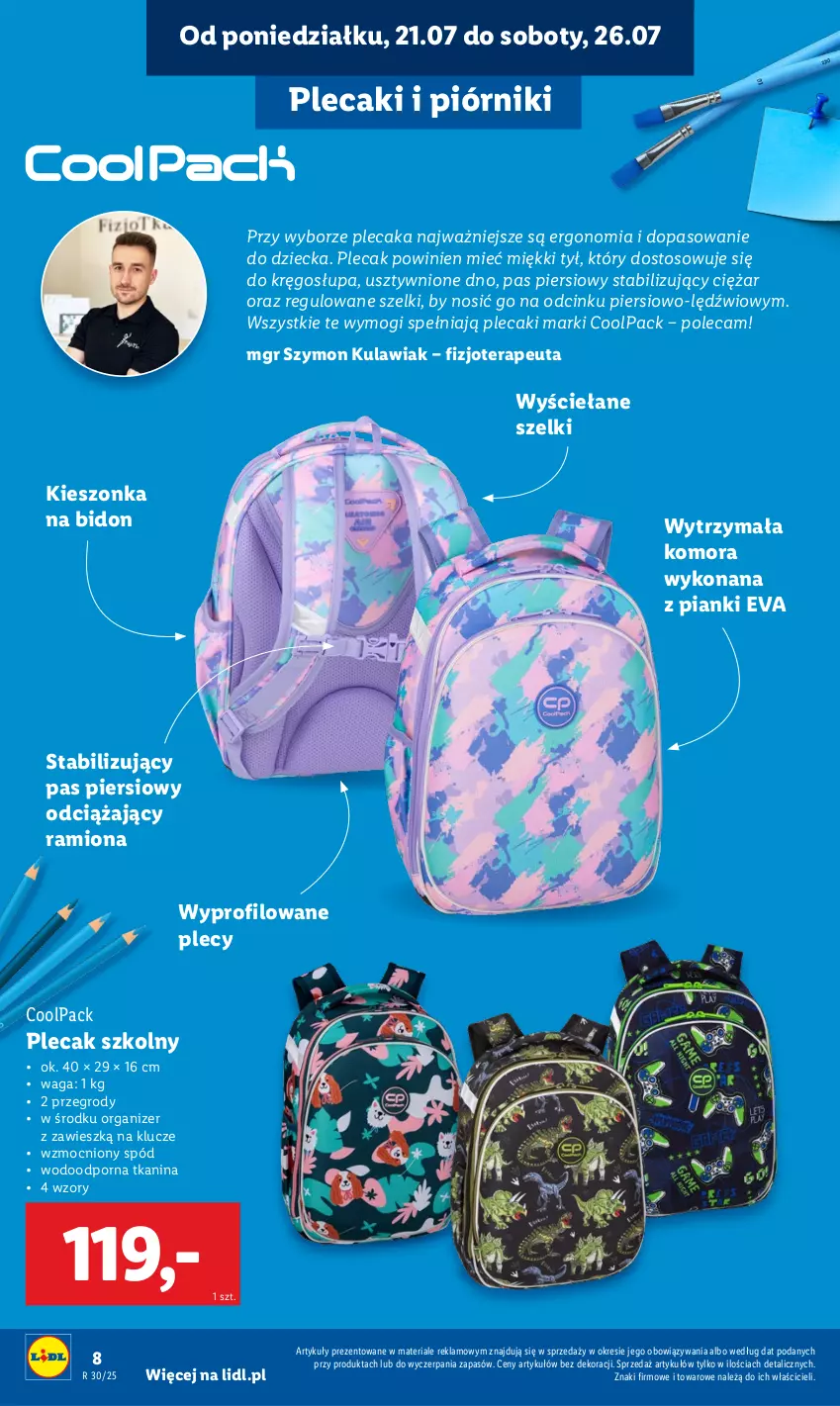 Gazetka promocyjna Lidl - KATALOG GOTOWI DO SZKOŁY - ważna 21.07 do 30.08.2025 - strona 10 - produkty: Organizer, Piórnik, Plecak, Por, Tera, Waga