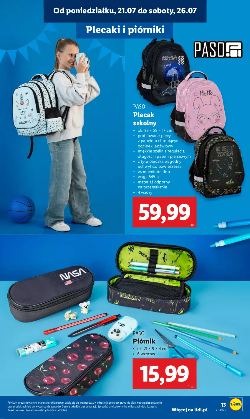 Gazetka promocyjna Lidl - KATALOG GOTOWI DO SZKOŁY - ważna 21.07 do 30.08.2025 - strona 15 - produkty: Piórnik, Plecak, Por, Waga