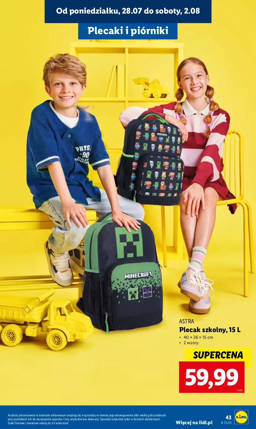 Gazetka promocyjna Lidl - KATALOG GOTOWI DO SZKOŁY - ważna 21.07 do 30.08.2025 - strona 45 - produkty: Piórnik, Plecak
