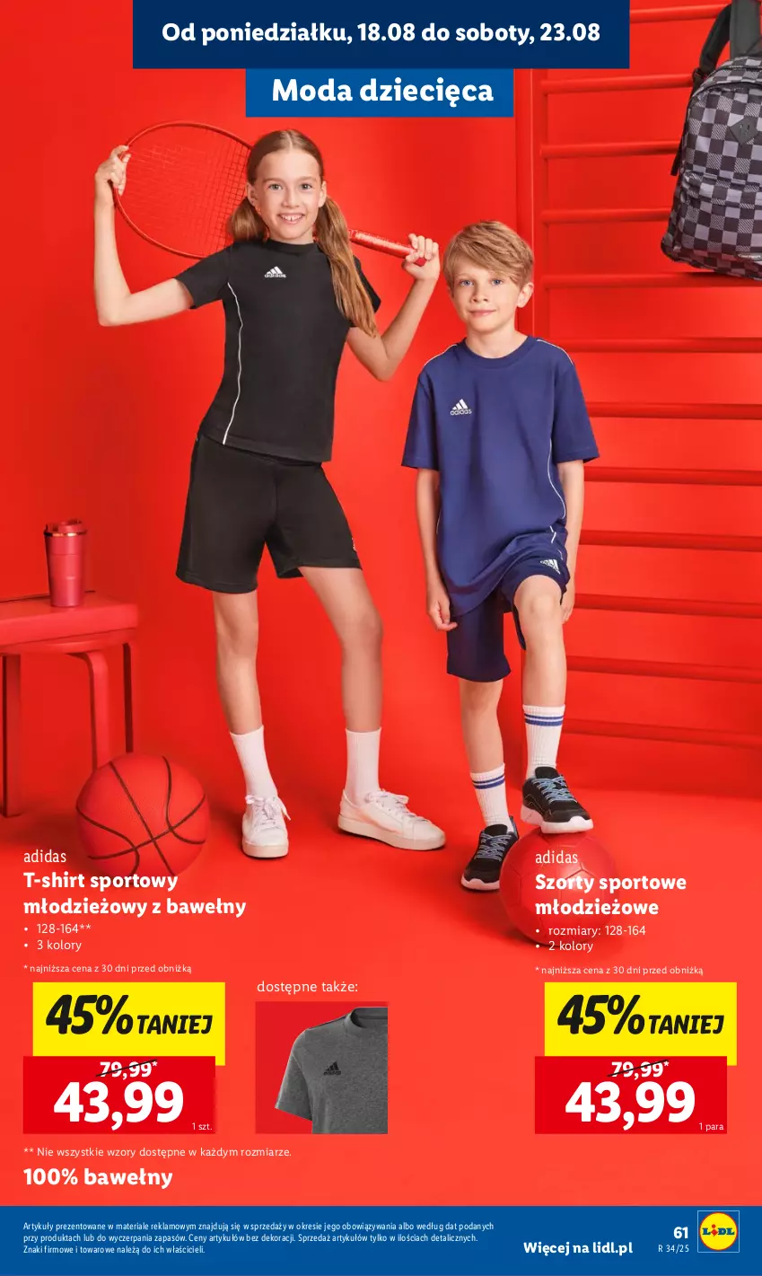 Gazetka promocyjna Lidl - KATALOG GOTOWI DO SZKOŁY - ważna 21.07 do 30.08.2025 - strona 63 - produkty: Adidas, Dzieci, Moda, Por, Sport, Szorty, T-shirt