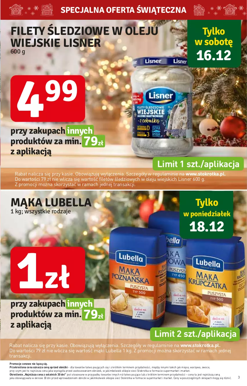 Gazetka promocyjna Stokrotka - Market - ważna 14.12 do 20.12.2023 - strona 3 - produkty: Bell, Bella, Lisner, Lubella, Mięso, Olej, Owoce, Rama, Tran, Warzywa