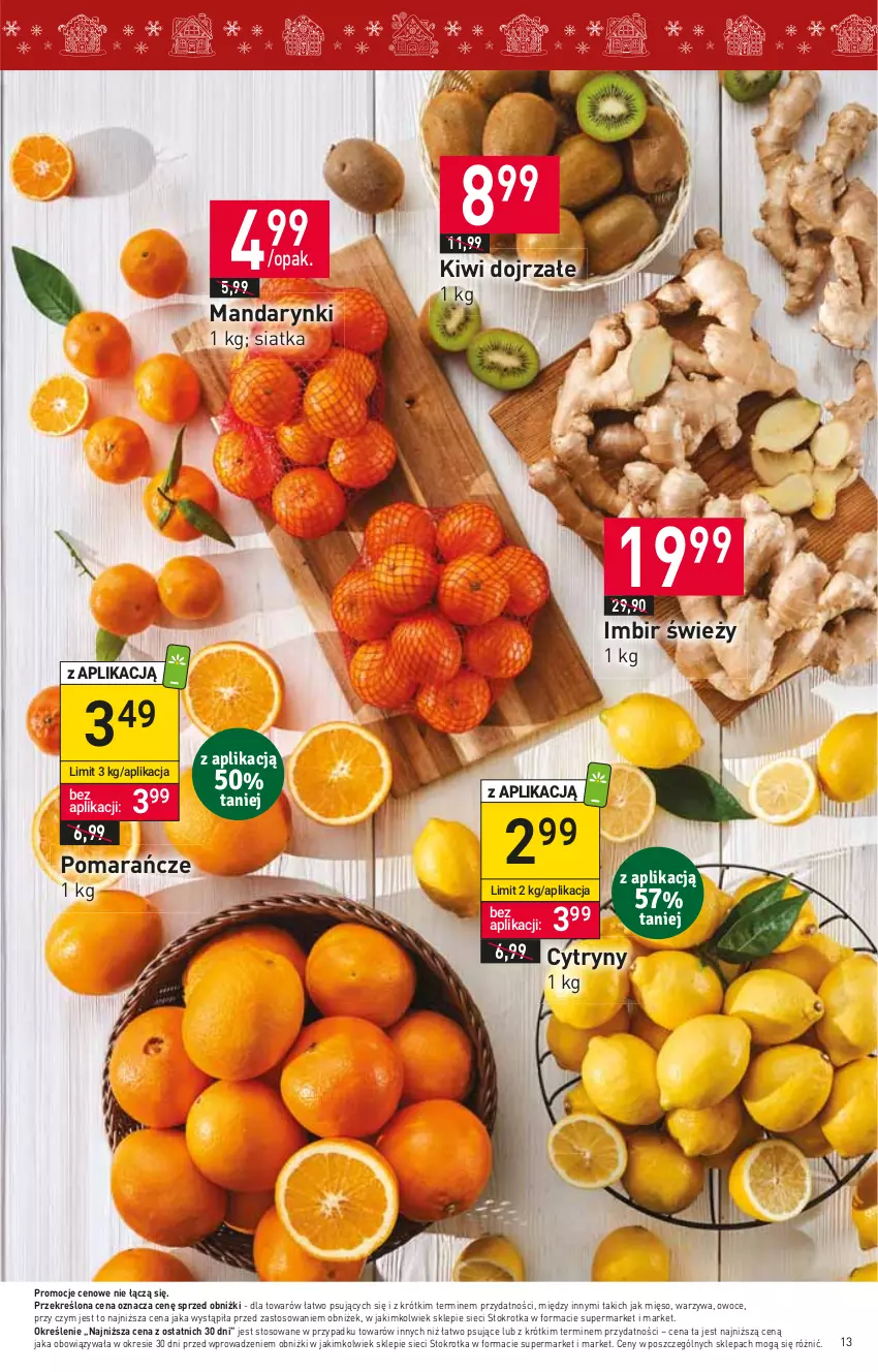 Gazetka promocyjna Stokrotka - Market - ważna 14.12 do 20.12.2023 - strona 9 - produkty: Cytryny, Imbir, Kiwi, Mandarynki, Mięso, Owoce, Pomarańcze, Siatka, Warzywa