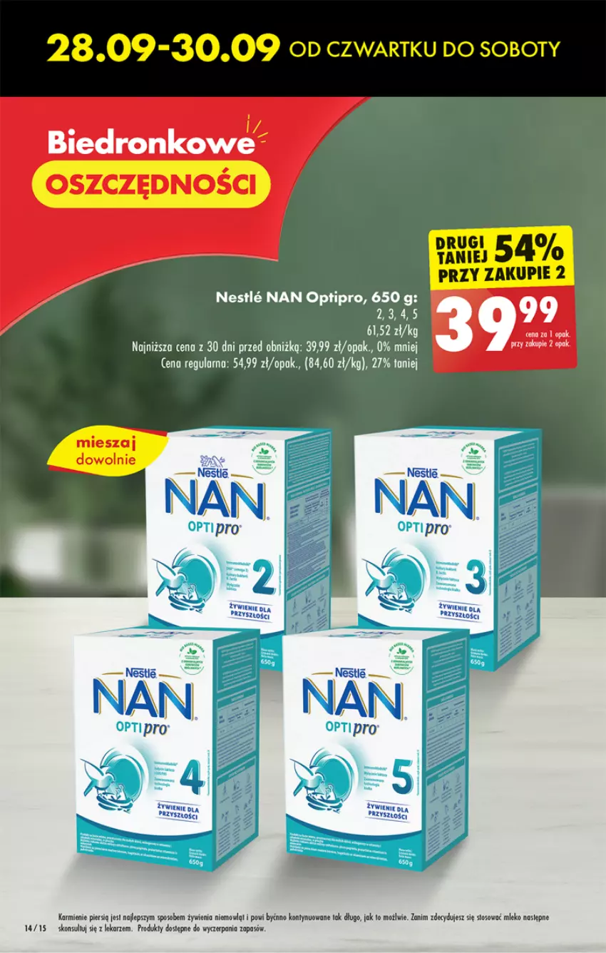 Gazetka promocyjna Biedronka - Od czwartku - ważna 28.09 do 04.10.2023 - strona 14 - produkty: Karmi, Mleko, NAN Optipro, O nas, Owoce