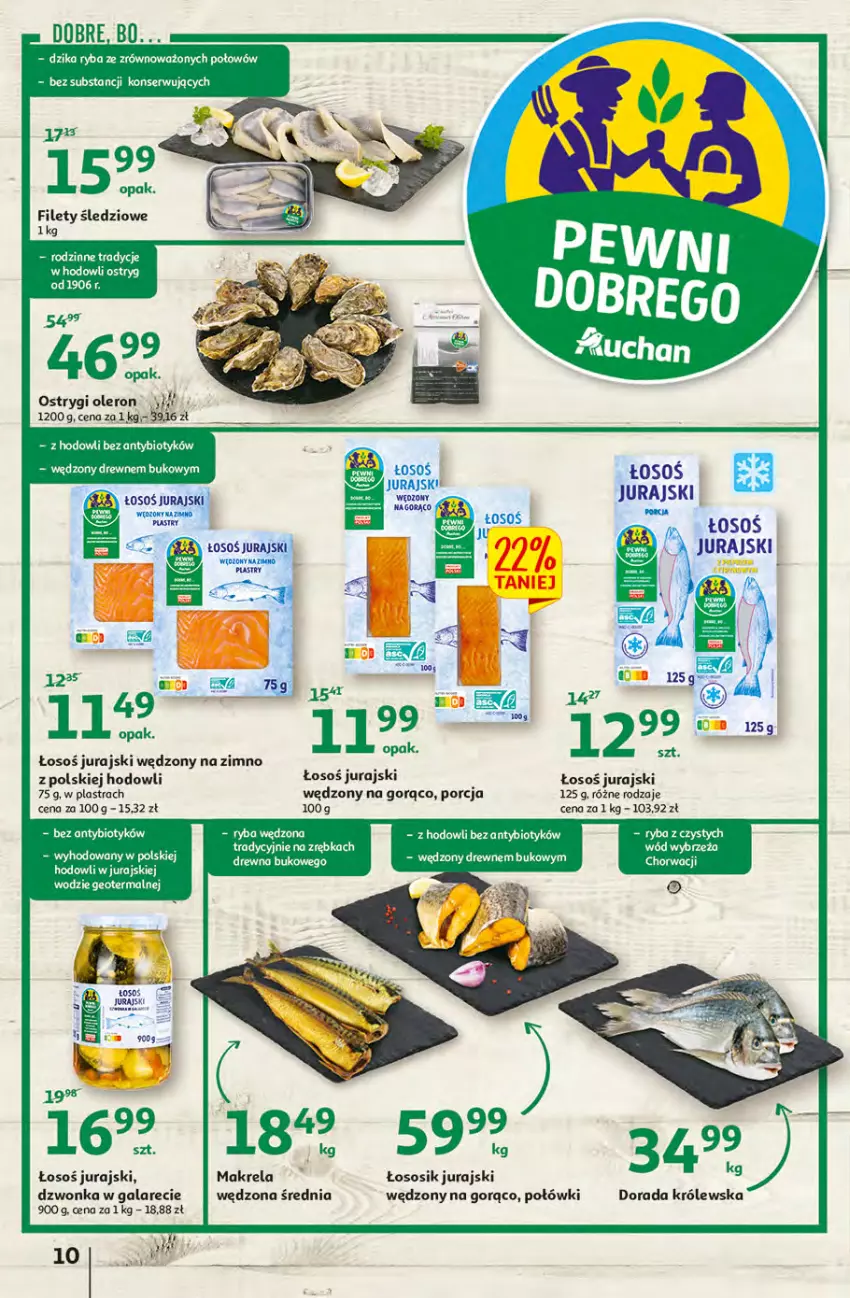 Gazetka promocyjna Auchan - przeNISKIE CENY produkty pewne przedobrego Hipermarkety - ważna 24.03 do 30.03.2022 - strona 10 - produkty: Gala, Ostrygi, Por, Ryba, Ser, Sos