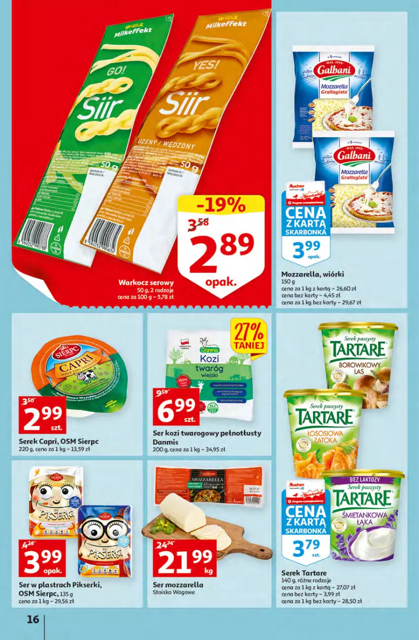 Gazetka promocyjna Auchan - przeNISKIE CENY produkty pewne przedobrego Hipermarkety - ważna 24.03 do 30.03.2022 - strona 16 - produkty: Koc, Mozzarella, Ser, Ser kozi, Serek, Tarta, Tartare, Twaróg, Wiko