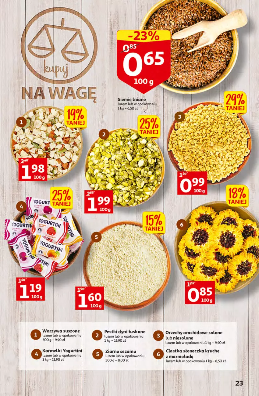 Gazetka promocyjna Auchan - przeNISKIE CENY produkty pewne przedobrego Hipermarkety - ważna 24.03 do 30.03.2022 - strona 23 - produkty: Ciastka, Mola, Pestki dyni, Sezam, Warzywa