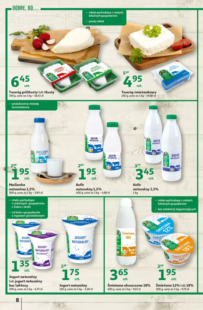 Gazetka promocyjna Auchan - przeNISKIE CENY produkty pewne przedobrego Hipermarkety - ważna 24.03 do 30.03.2022 - strona 8 - produkty: Jogurt, Jogurt naturalny, Kefir, Maślanka, Mleko, Termos, Twaróg, Twaróg półtłusty, Twaróg śmietankowy